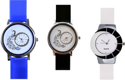INDIUM NEW DIFFERENT COLOR PEACOCK WITH WHITE GLORY UPPER BLACK COLOR LANDMARK WATCH Watch  - For Girls   Watches  (INDIUM)