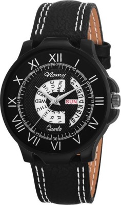 VIOMY DDS10001 Stylish and royal combo of day and date series & Black Strap with two white border lines for any special occassion Watch  - For Men   Watches  (VIOMY)