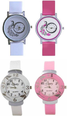 

Talgo New Arrival Festive Season Special TG301WHPK239WHPK 301-White And Pink Colour Dial Mor Round Dial Rubber Strap And 239-White And Pink Colour Flower Round Dial Rubber Strap (Combo of 4) TG301WHPK239WHPK Watch - For Girls