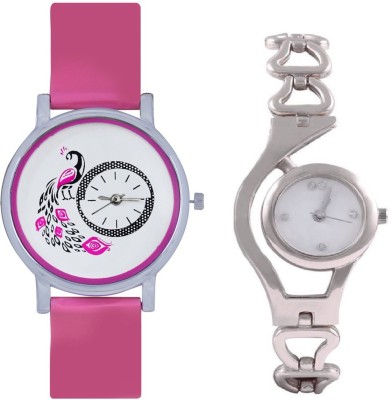 INDIUM NEW SILVER AND WHITE TYPE CHAIN WATCH WITH INTERNAL DESIGN OF PEACOCK WATCH LATEST COLLECTION Watch  - For Girls   Watches  (INDIUM)