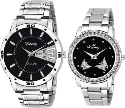 VIOMY GL11001 Perfect Coublo combo in Black dial with day & date series fine studded stone case for any special occasion Watch  - For Men   Watches  (VIOMY)