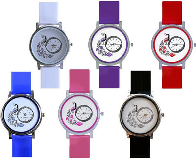 

Talgo New Arrival Festive Season Special TG301WHPLRDBUPKBK 301- MultiColour DialMor Round Dial Rubber Strap (Combo of 6) TG301WHPLRDBUPKBK Watch - For Girls