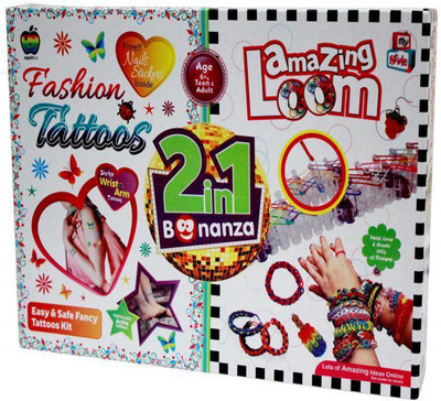 

GRAPPLE DEALS 2 in 1 Fashion Tattos And Amazing Loom Easy Way For Learning Weaving And Such Activities For Kids.