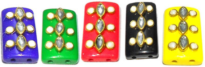 

GOELX Designer Flat Rectangle Beads with Mounted Kundans and Pearls For Jewelry Designing, Decorations and Craftworks - Combo-1