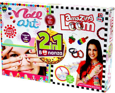

GRAPPLE DEALS 2 in 1 Bonanza Nail Art And Fashion Loom Pack Easy Way For Learning Weaving And Such Activities For Kids.
