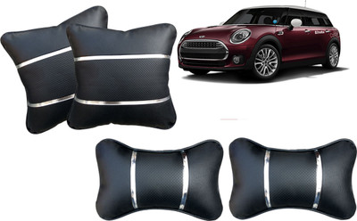 AUTO PEARL Black, Silver Leatherite Car Pillow Cushion for Mini(Rectangular, Pack of 4)