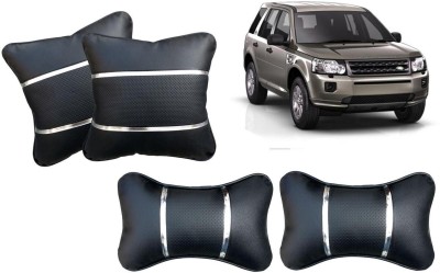 AUTO PEARL Black, Silver Leatherite Car Pillow Cushion for Land Rover(Rectangular, Pack of 4)