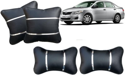 AUTO PEARL Black, Silver Leatherite Car Pillow Cushion for Toyota(Rectangular, Pack of 4)