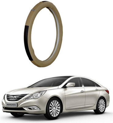 AUTO PEARL Steering Cover For Hyundai Sonata Embera(Brown Beige, Leatherite)