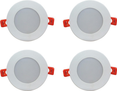 

Bene Bene Luster Virgin Plastic Round Ceiling Light (White, 6w Pack of 4 Pcs) Recessed Ceiling Lamp