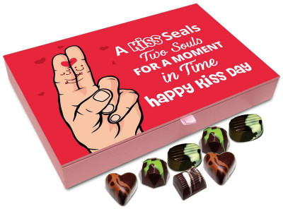 

Chocholik Kiss Day Gift Box - I Kiss Seals Two Souls For A Moment Chocolate Box - 12pc Truffles(144 g)