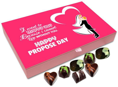 

Chocholik Propose Day Gift Box - I Want To Marry You Because I Cannot Live Without You Chocolate Box - 12pc Truffles(144 g)