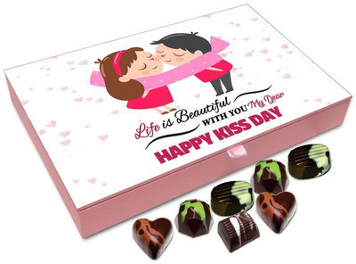 

Chocholik Kiss Day Gift Box - Life Is Beautiful With You My Dear Chocolate Box - 12pc Truffles(144 g)