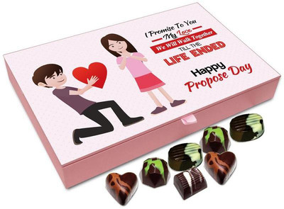 

Chocholik Propose Day Gift Box - I Promise To You That We Will Walk Together Till The End Chocolate Box - 12pc Truffles(144 g)