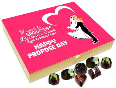

Chocholik Propose Day Gift Box - I Want To Marry You Because I Cannot Live Without You Chocolate Box - 20pc Truffles(240 g)