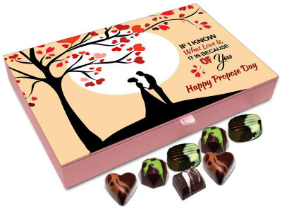 

Chocholik Propose Day Gift Box - If I Know What Love Is It Is Because Of You, Happy propose Day Chocolate Box - 12pc Truffles(144 g)
