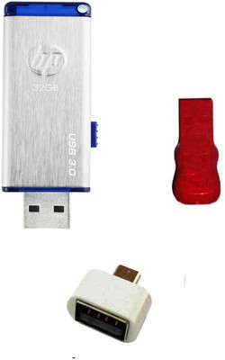 

HP X730W 32 GB USB 3.0 Pendrive with OTG Connector and Card Reader Combo Set