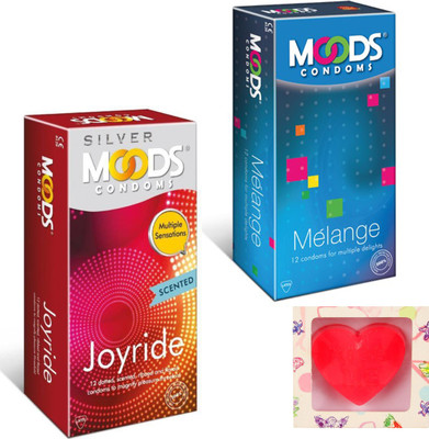 

Moods Melange & Joyride Condoms With Premium Heart Shape Soap Condom(Set of 2, 24S)