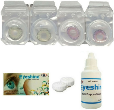 

Eyeshine Green And Violet Color Contact Lens 2 Pair With Case And Solution(0 Power) Monthly Contact Lens(0, GREEN, VIOLET, Pack of 4)
