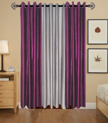 Angiela Home Fab 213.5 cm (7 ft) Polyester Door Curtain (Pack Of 3)(Solid, Multicolor)