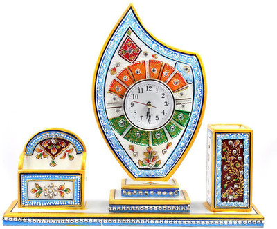 

India Meets India 0 Compartments Marble Desk Clock(Blue)