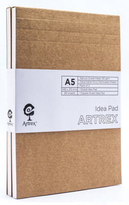 

ARTREX A5 Note Pad(IDEA A5 RULED + SQUARE NOTE PAD (PACK OF 2), Brown, Pack of 2)