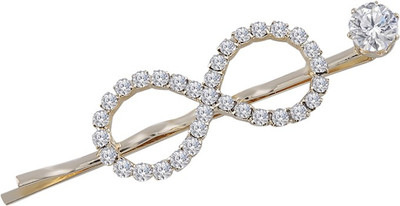 

The Bling Stores Crystal Embellished Infinity Loop Hair Clips Hair Clip(Gold)