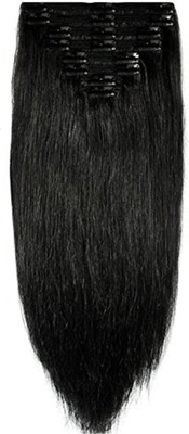 

kabello 100 percent Real Human Extensions Clip On 7 Pcs , 50 grams (30 inch, Black) Hair Extension