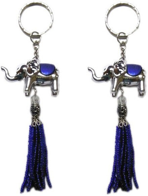 

MM Set of 2 Fashionable Blue Keychain of 2 Elephants Premium Charm Pendant Key Chain Key Chain