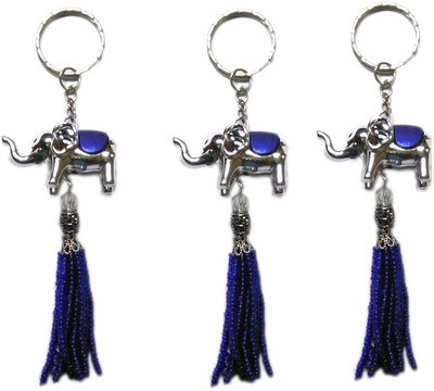 

MM Set of 3 Fashionable Blue Keychain of Elephants Premium Charm Pendant Key Chain Key Chain