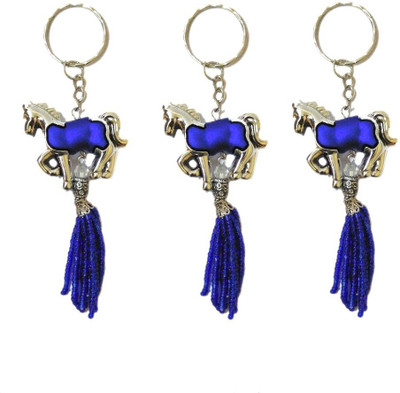 

MM Set of 3 Fashionable Blue Keychain of Horses Premium Charm Pendant Key Chain Key Chain