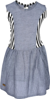 

Lil Orchids Girls Midi/Knee Length Casual Dress(Blue, Sleeveless, Navy