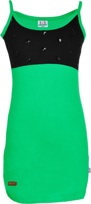 

Lil Orchids Girls Midi/Knee Length Casual Dress(Green, Sleeveless