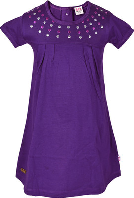 

Lil Orchids Girls Midi/Knee Length Casual Dress(Purple, Half Sleeve
