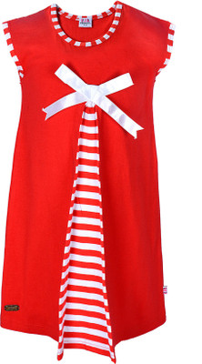 

Lil Orchids Girls Midi/Knee Length Casual Dress(Red, Sleeveless