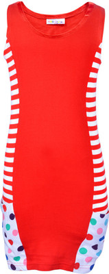 

Lil Orchids Girls Midi/Knee Length Casual Dress(Red, Half Sleeve