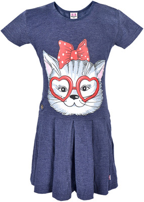 

Lil Orchids Girls Midi/Knee Length Casual Dress(Dark Blue, Sleeveless