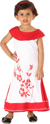 

Lil Orchids Maxi/Full Length Casual Dress(White, Sleeveless, Red
