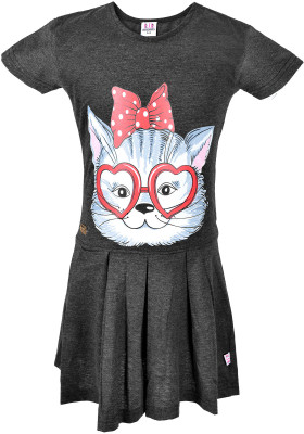 

Lil Orchids Girls Midi/Knee Length Casual Dress(Black, Sleeveless