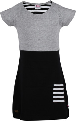 

Lil Orchids Girls Midi/Knee Length Casual Dress(Grey, Half Sleeve