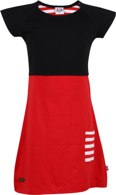 

Lil Orchids Girls Midi/Knee Length Casual Dress(Black, Half Sleeve