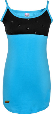 

Lil Orchids Girls Midi/Knee Length Casual Dress(Blue, Sleeveless