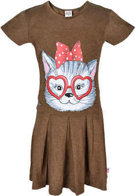 

Lil Orchids Girls Midi/Knee Length Casual Dress(Brown, Sleeveless