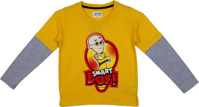 MOTU PATLU Boys Printed Cotton Blend T Shirt(Yellow, Pack of 1) MOTU PATLU Boys Printed Cotton Blend T Shirt(Yellow, Pack of 1)