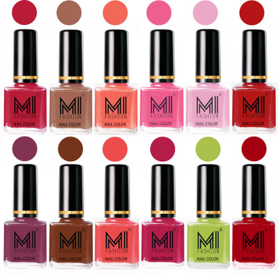 

MI Fashion Non-Toxic Premium Lacquer 7 Days Long Lasting Nail Polish Shades of 12 Pcs in Wholesale Rate- Magenta ,Dark Nude ,Peach ,Neon Pink ,Pale Violet ,Red ,Mauve Brown ,Olive Brown ,Carrot Red ,Pink ,Lime Green ,Red(Pack of 12)