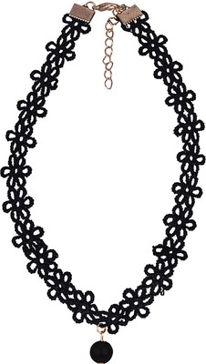 

Aaishwarya Intricate Crochet Black Pearl Drop Pearl Fabric Choker