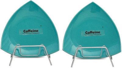 

caffeine Ceramic Handmade Glazed 7" Triangle Plates-set of 2 plates Dinner Plates(Pack of 2)