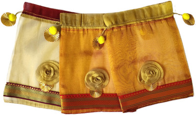 

Paisleys Gifting Blossom (Large) Potli(Red, Gold, Beige), Beige;gold;red