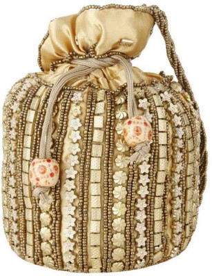 

Genpurs Stylish Party Wear Golden Silk Potli Potli(Gold)