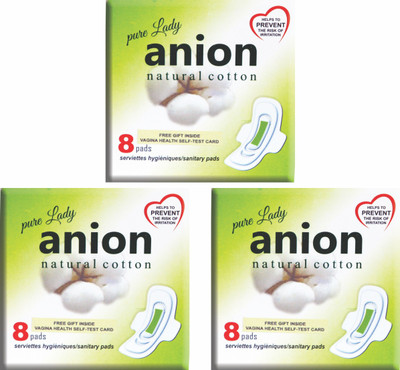Happy Time "Pure Anion" Sanitary Pads (8 Pcs) X 3 Pkts Sanitary Pad(Pack of 24)
